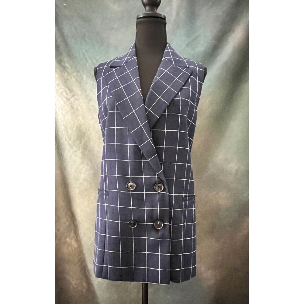 Hutch Anthropologie Plaid Sleeveless Blazer Vest Top Women's Small‎